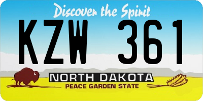 ND license plate KZW361