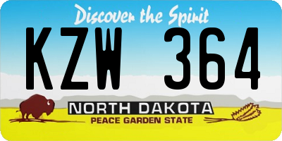 ND license plate KZW364