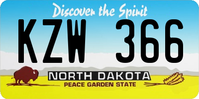 ND license plate KZW366