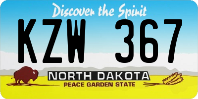 ND license plate KZW367