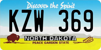 ND license plate KZW369