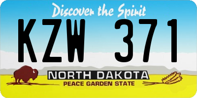 ND license plate KZW371