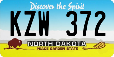 ND license plate KZW372