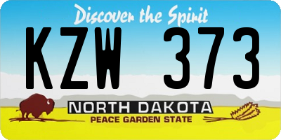 ND license plate KZW373