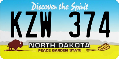 ND license plate KZW374