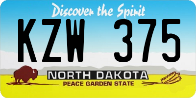 ND license plate KZW375