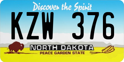 ND license plate KZW376
