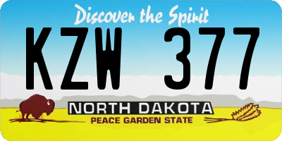 ND license plate KZW377