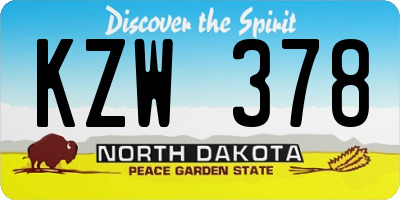 ND license plate KZW378