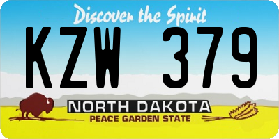 ND license plate KZW379