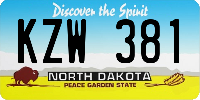 ND license plate KZW381