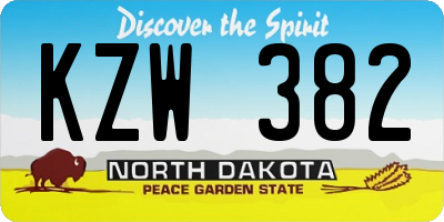 ND license plate KZW382