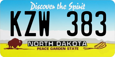 ND license plate KZW383