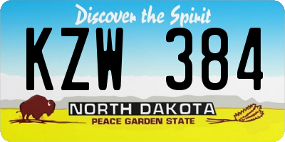 ND license plate KZW384