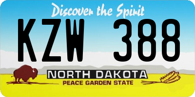 ND license plate KZW388