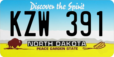 ND license plate KZW391