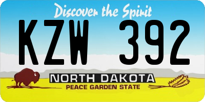 ND license plate KZW392