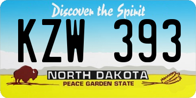 ND license plate KZW393