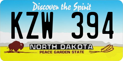 ND license plate KZW394