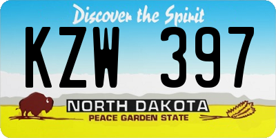 ND license plate KZW397