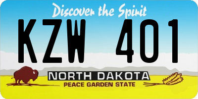 ND license plate KZW401