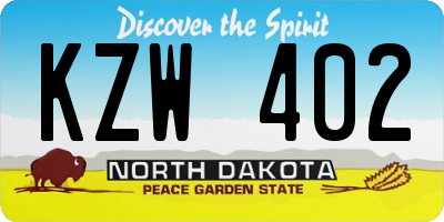 ND license plate KZW402