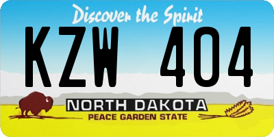 ND license plate KZW404