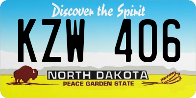 ND license plate KZW406