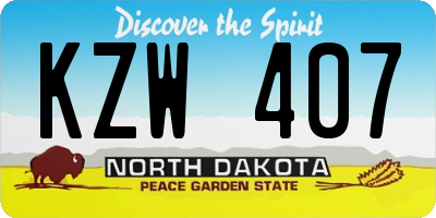 ND license plate KZW407