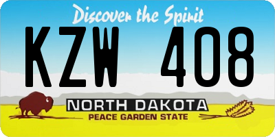 ND license plate KZW408