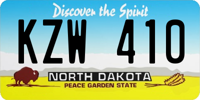 ND license plate KZW410