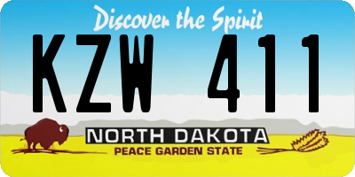 ND license plate KZW411