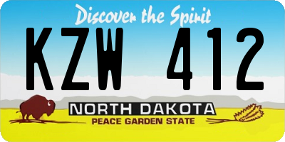 ND license plate KZW412