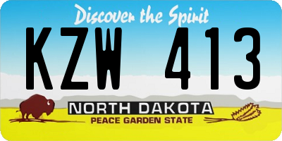 ND license plate KZW413