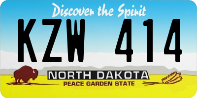 ND license plate KZW414
