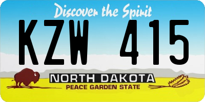 ND license plate KZW415