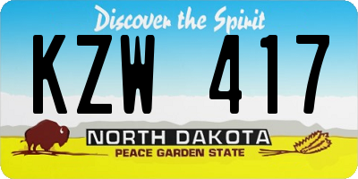 ND license plate KZW417