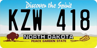 ND license plate KZW418