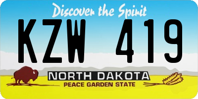 ND license plate KZW419