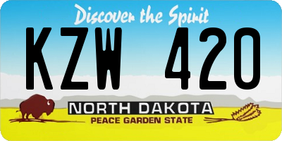 ND license plate KZW420