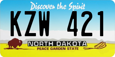 ND license plate KZW421