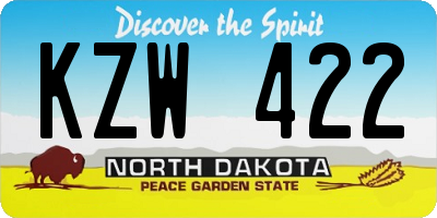 ND license plate KZW422