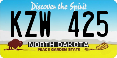 ND license plate KZW425