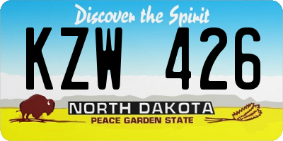 ND license plate KZW426