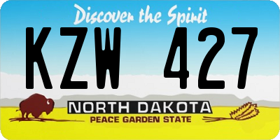 ND license plate KZW427