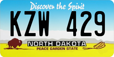 ND license plate KZW429