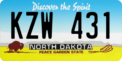 ND license plate KZW431