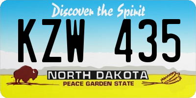 ND license plate KZW435