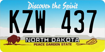 ND license plate KZW437