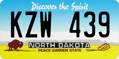 ND license plate KZW439